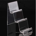 3 étapes Clear Perspex Wallet Display Show Stands, étagère acrylique